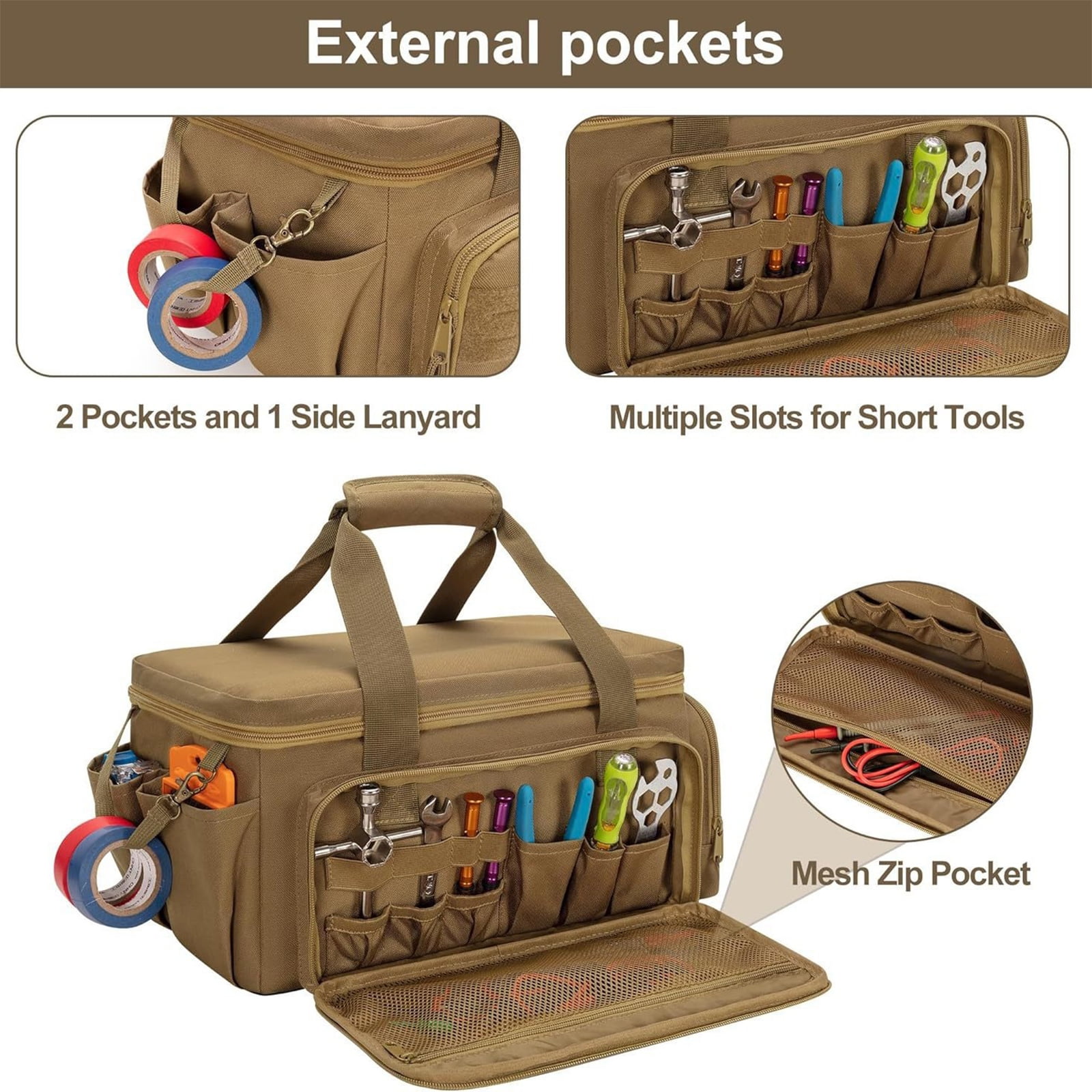 Convenient Tool Carriers with Stable Construction Work Bag Suitable for Electricians Mechanics and Maintenance Workers