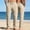 Khaki, variant on WIZUTIZ Men Linen Pants 2026 Summer Fashion Straight Leg Elastic Waist Beach Pant Lightweight Vacation Trousers with Pockets