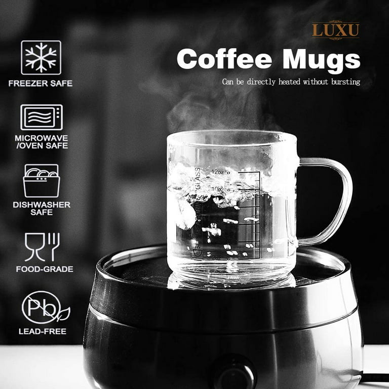LUXU Glass Coffee Mugs 16 oz,Set of 4 Large Glass Coffee Cups Clear Tea Cups,Cute  Coffee Bar Accessories,Iced Coffee Glasses,Lead-Free Glass Cups for  Water,Latte,Milk-Flat Bottomed Design - Yahoo Shopping
