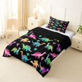 thumbnail image 3 of Feelyou Rainbow Cartoon Dinosaur Twin Comforter Sets for Kids Boys Girls, Cute Prehistoric Wildlife Bedding Set, Black, Black Reversible, 2-Piece, 3 of 6
