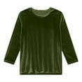 thumbnail image 6 of Velvet Tops for Women Long Sleeve Crewneck Dressy Elegant Date Night Velour Shirts, Army Green L, 6 of 6