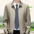 thumbnail image 4 of Skymirror Men Fall Spring Coat Turn-down Collar Smooth Zipper Closure Cardigan Long Sleeve Solid Color Smooth Thin Loose Mid-aged Father Daily Jacket, 4 of 8