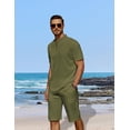 thumbnail image 2 of COOFANDY Men's 2 Pieces Linen Set Casual Henley Shirts Short Sleeve Beach Yoga Shorts Summer Pants Outfits, 2 of 5