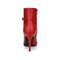 thumbnail image 2 of BLISSFUL STEP Women's Ankle Boots Pointed Toe Buckle Strap Stiletto Heels Ankle Boots Red 8.5, 2 of 7