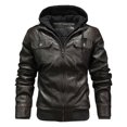 thumbnail image 2 of Maoxin Mens Leather Jacket Men's Solid Color Leather Fashionable Leather Long Sleeved Detachable Hooded Leather Jacket Leather Jacket Men, 2 of 7