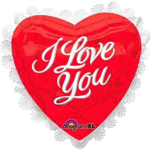 I Love You Red 22-inch Intricates Lace Foil Balloon