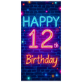 thumbnail image 2 of Neon Style 12th Birthday Banner Happy Birthday Background Decoration for Birthday Party Photography Props Decor Backdrop Party Supplies, 2 of 7