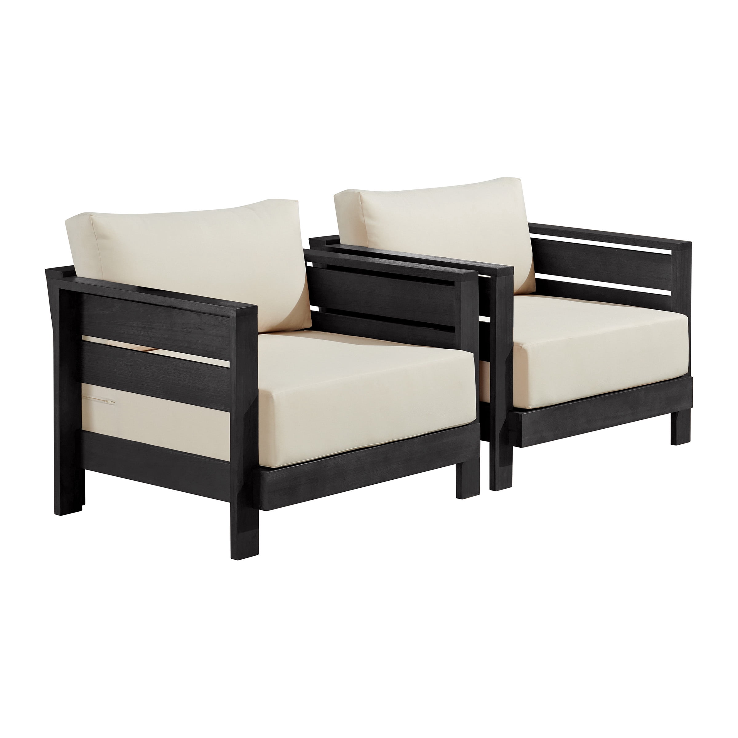 Alaterre Furniture Barton Weather-Resistant Wood Outdoor Patio Chairs Set of 2 (Black)