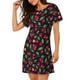 thumbnail image 2 of Fotbe Ripe Red Cherry Bata de Dormir para Mujer con Estampado, Camisón de Algodón de Manga Corta, Ropa de Dormir Casual, 2 of 6