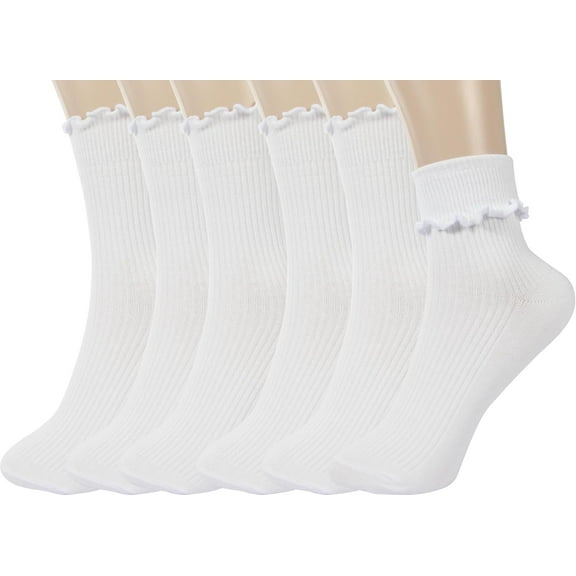 Ruffle Socks Women - Turn-Cuff Frilly Sock - Lightweight Cotton Socks