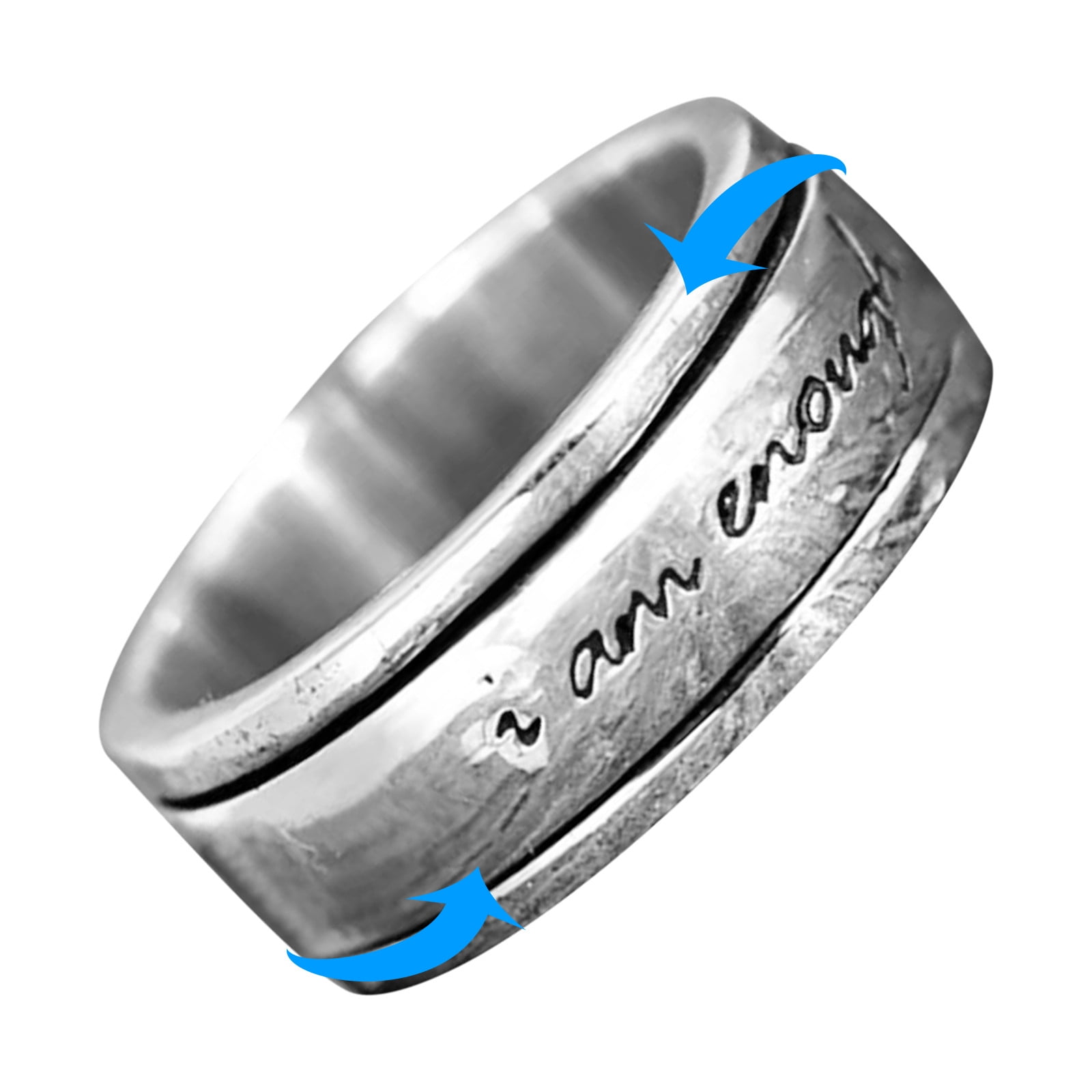 Lot De 5 Bagues Anti-stress Réglables Avec Zircon Cubique - Plaqué Argent - Pour Femmes Et Filles - Cadeau Anxiété