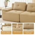 thumbnail image 3 of SEENYOO 82" Lounge Sofa, Living Room Sofas; L-Shaped Modular 2-Seater, Deep Seat Corduroy Couch, Pearl Piping Tufted Design, Anti-Slip, No Assembly, Camel, 3 of 14