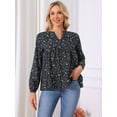 thumbnail image 3 of DARING DIVA Women's Babydoll V Neck Floral Blouse XL Dark Blue, 3 of 6