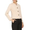 thumbnail image 4 of MODA NOVA Women Fall Vintage Lightweight Short Button Jacket with Pockets L Beige, 4 of 6