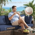 thumbnail image 4 of Gaildon 7 Patio Outdoor Furniture Wicker Sectional Sofa Couch Lawn Sectional Black Glass Table, Blue, 4 of 8