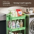thumbnail image 5 of 3 Tier Rolling Utility Cart with Drawer, Utility Storage Organizer with Plastic Shelf & Lockable Wheels Multifunctional Storage Cart for Kitchen, Bathroom, Office, Living Room, Green, 5 of 14
