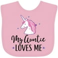 thumbnail image 3 of Inktastic My Auntie Loves Me Unicorn Girls Baby Bib, 3 of 4