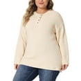 thumbnail image 4 of Agnes Orinda Women's Plus Size Sweater for Oversized Round Neck Long Sleeve Button Knit Pullover Sweater, 4 of 5
