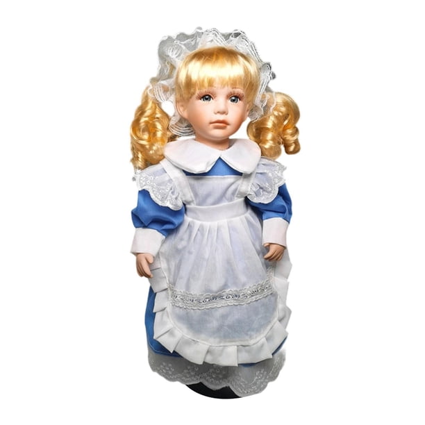Figura de Niña de , Colección de Muñecas, Regalo de Cumpleaños Infantil, Bonita Decoración de Mesa Hecha a Mano de 40 Cm para Estantería de S Azul