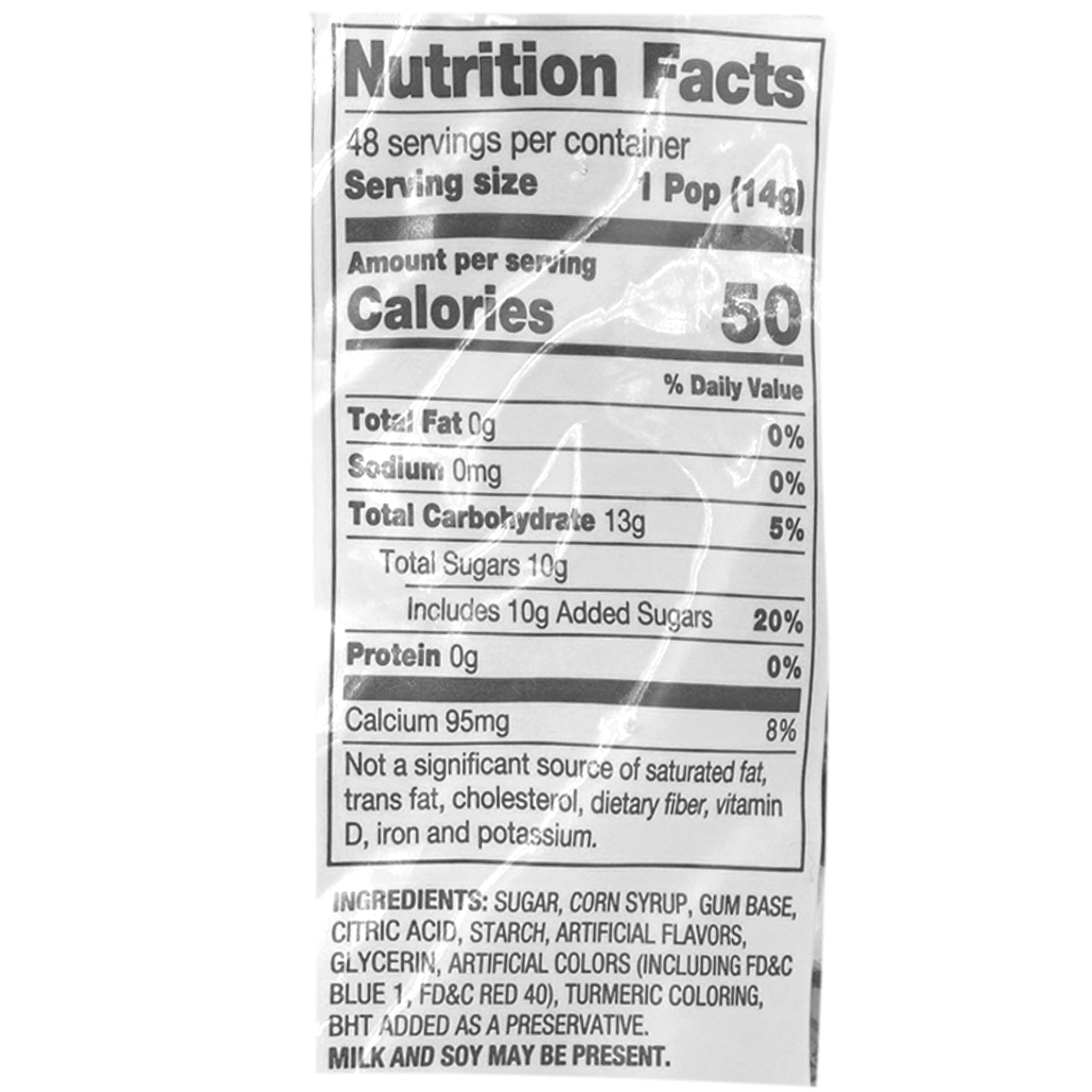 Charms Blow Pop Blue Razz Bubble Gum, 48 count, 50 calories, 24 oz. Bag