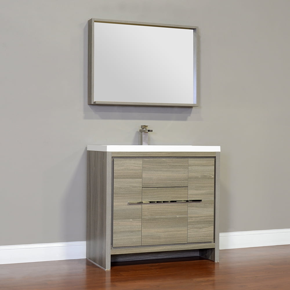 Ripley 36" Single Modern Bathroom Vanity Set Gray with Mirror