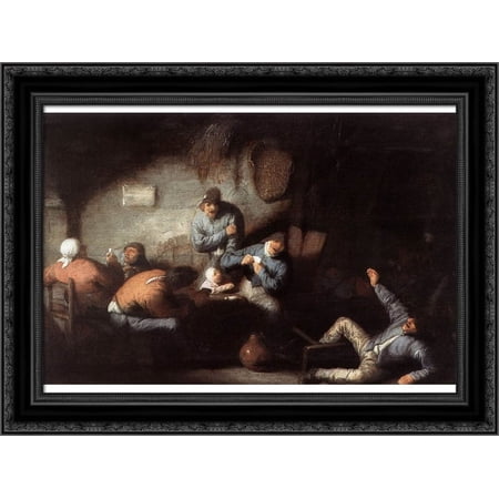 Inn Scene 24x19 Black Ornate Wood Framed Canvas Art by Ostade, Adriaen van