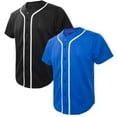 thumbnail image 1 of TOPTIE Lot de 2 Chandails de Baseball pour Homme, Chandail Boutonné à Manches Courtes - Noir Bleu - 2TG, 1 of 6