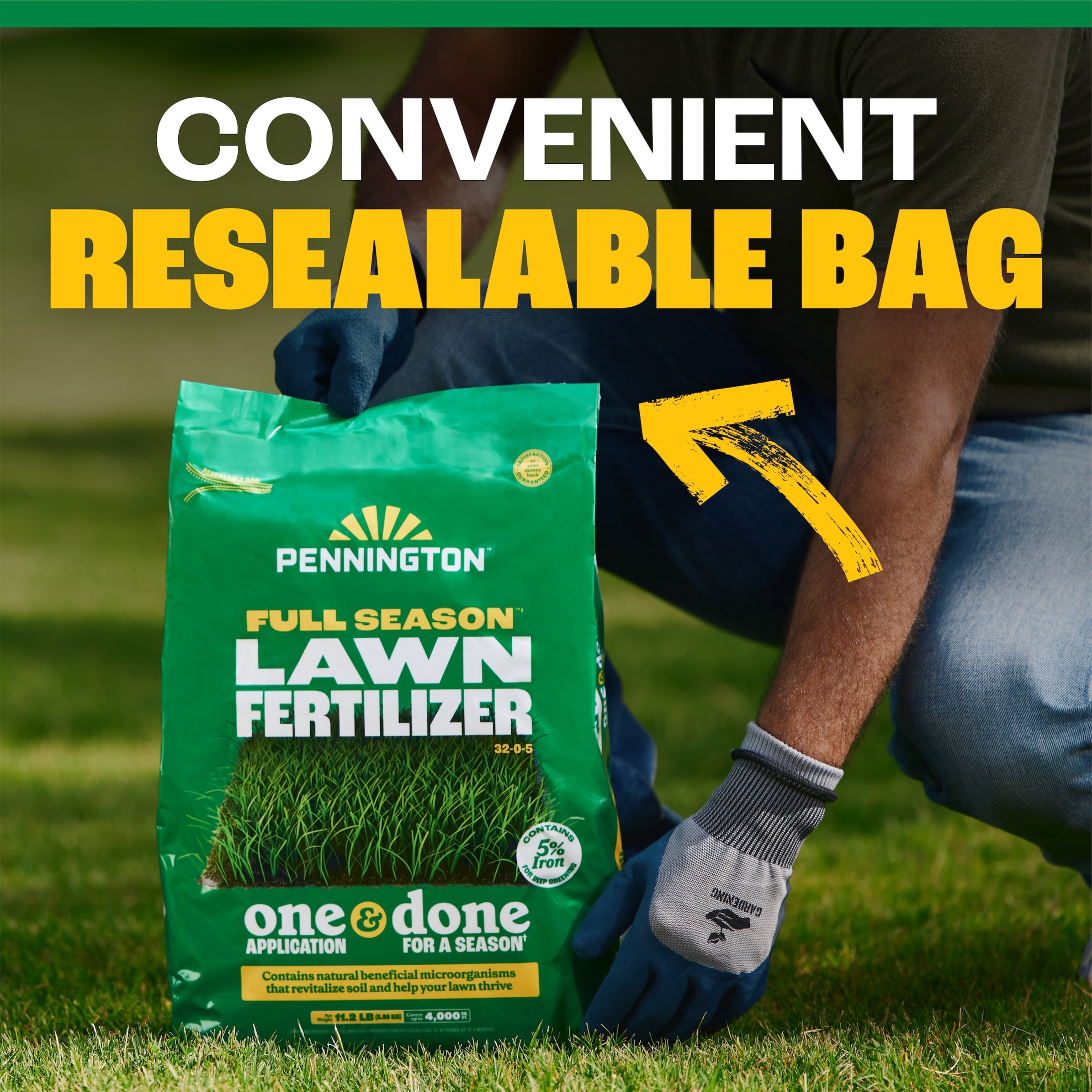 Pennington Full Season Lawn Food, 32-0-5, Fertilizer 11.2 lb., Covers 4,000 sq. ft.