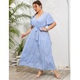 thumbnail image 6 of Plus Size Wedding Guest Maxi Dresses for Curvy Women, Summer Casual Floral Long Party Sundress with 3/4 Sleeve, 6 of 8
