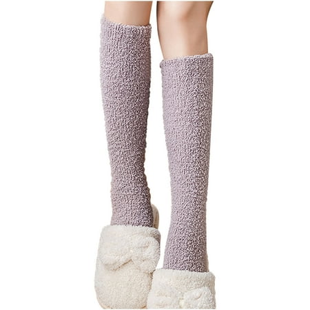 

Socks for Women Winter Women Coral Fleece Socks Middle Tube Sleeping Home Solid Calf Socks Slouchy Socks for Women