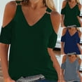 thumbnail image 6 of gakvbuo Cold Shoulder Tops For Women Summer Blouses Tunics Tops Women Summer Sexy T- Shirt Cold Shoulder Pullover Blouse V-Neck Short Sleeve Solid Tops, 6 of 6