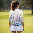 thumbnail image 5 of Uorisanigo Flower Butterfly Women's 3/4 Sleeve Golf Top Size S Comfortable Fashion Quick Dry Athletic Polo Shirts with Zip Up Collar Versatile Casual Tennis Tops Breathable for Women, 5 of 7