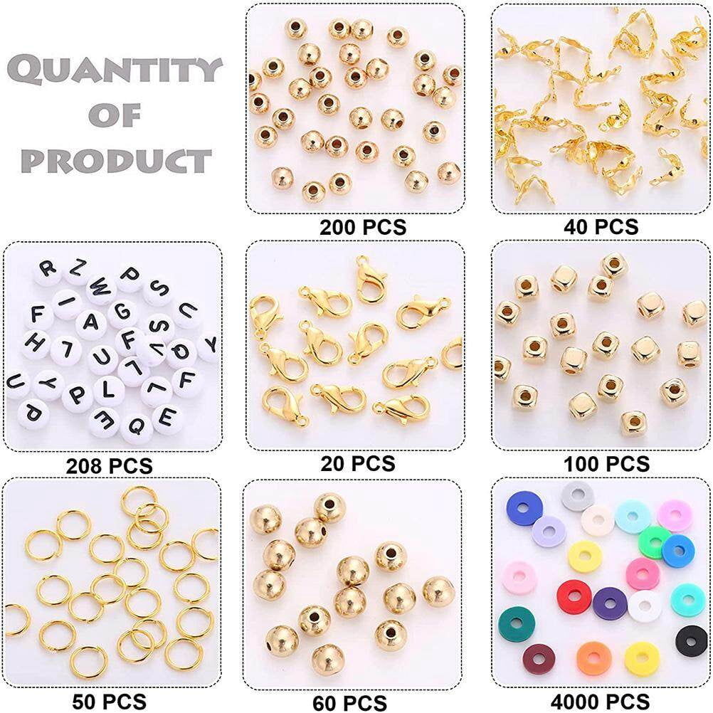 Apuakthei 4000 Pcs Clay Beads 20 Colors Flat Round Clay Beads with Pendant  Kit 3 Roll Elastic Strings for DIY Jewelry Making Bracelets Necklace