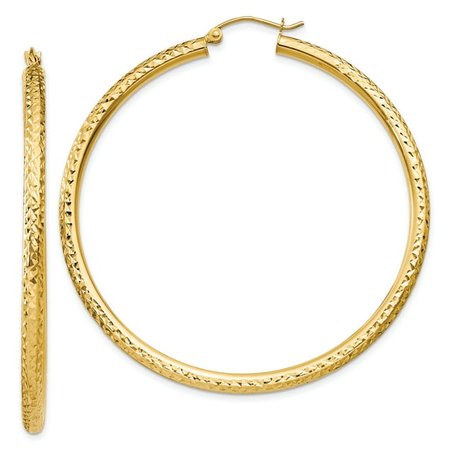 14k Yellow Gold 3mm Round Hoop Earrings