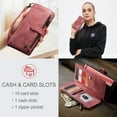 thumbnail image 5 of Tarise for Samsung Galaxy S23 Ultra Case Wallet for Women and Men, Galaxy S23 Ultra Case, PU Leather Magnetic Flip Wristlet Zipper Card Holder Business Cover for Samsung S23 Ultra 5G (6.8"), Red, 5 of 9