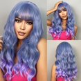 thumbnail image 1 of Long Wavy Natural Ombre Synthetic Wigs With Bangs for Women Daily Cosplay Heat Resistant Wigs A14, 1 of 2