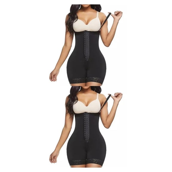 Minnieouse Body Butt Hip Belly Lifter Compresión adelgazante Fajas de cintura alta Shaping Flat Open Bodysuits Negro 5XL Negro 5XL 2piezas