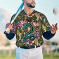 thumbnail image 5 of Hirioo Snake And Flower for Men's Baseball T-shirt Shirts Short Sleeve Casual Summer Button Stretch T Shirts,Size S-4XL-3X-Large, 5 of 7