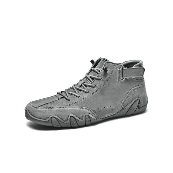 UKAP Mens Non Slip Mid Top Booties Walking Comfort Hook And Loop Casual Shoes Pure Gray 10