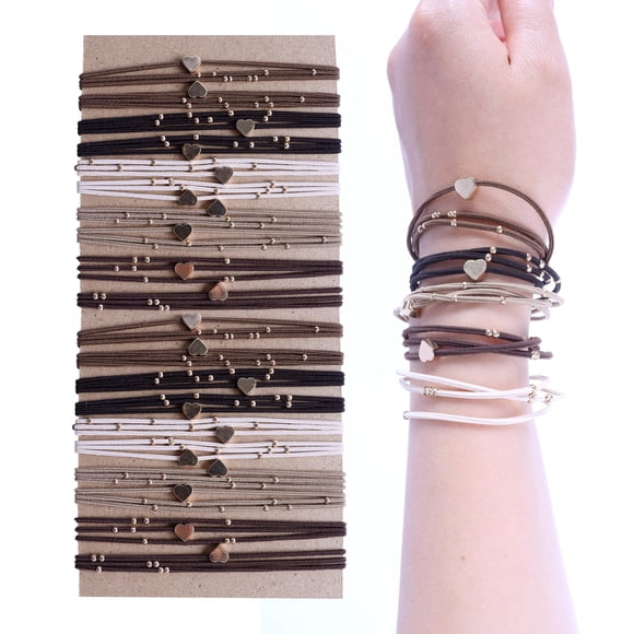 20 PCS Boho Hair Ties Pulseras para atar el cabello de mujer en 5 colores neutros Soportes de cola de caballo para cabello grueso o fino Lindos elásticos sin daños (20PG6)