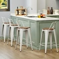 26" Swivel Bar Stools Counter Height Stools with Backs Wood Seat