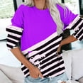 thumbnail image 2 of Cmfcve Sweatshirt for Women Striped Contrast Casual Tunic Tops Crew Neck Long Sleeve Pocket Loose Pullover, 2 of 6