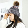 thumbnail image 3 of Dyfzdhu Fashion Women Warm Thicken Wool Hat Stripe Knit Windproof Cap Gray, 3 of 5