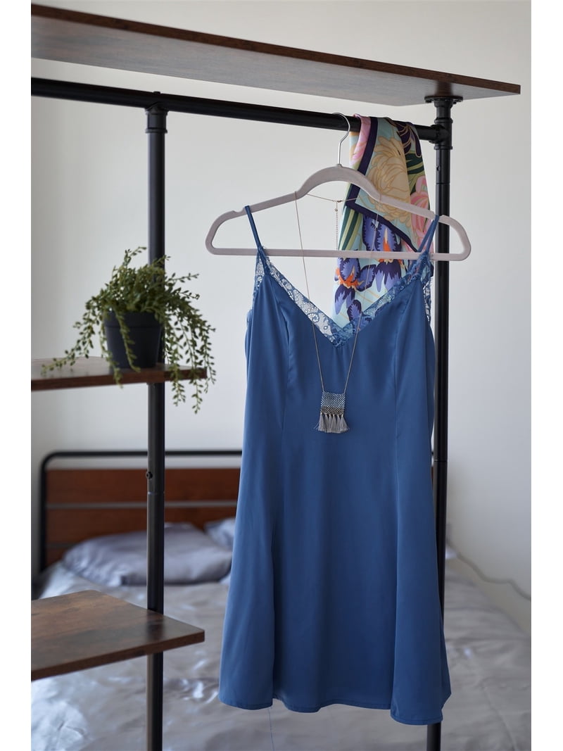 Seafoam Blue V-neck Satin Lace Trim Mini Chic Festival Dress - Walmart.com