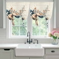thumbnail image 5 of American Vintage Flowers Tie Up Curtain 45 Inches Long, Country Retro Text Texture Balloon Style Kitchen Window Curtain Over Sink, Small Window Rod Pocket Curtain 34"x45", 5 of 9
