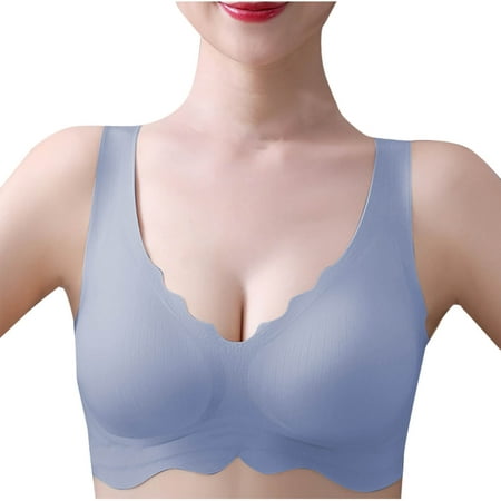 Gnurob on Sale Bras for Women No Underwire  Push Up Wireless Bra Full Coverage Seamless Bralette Soft and Lightly Underwear for Everyday Clearance 03-Gray 3X-Large