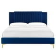 thumbnail image 3 of Modway Zahra Channel Tufted Performance Velvet King Platform Bed in Navy, 3 of 8