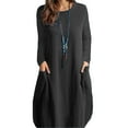 thumbnail image 2 of Vestido casual para mujer, vestido de manga larga con bolsillos, vestido de moda para mujer, vestido de color puro diseñado para precisión, 2 of 6
