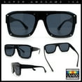 thumbnail image 2 of Bold Oversized Metal Thorn Stud Rectangular Plastic Mobster Sunglasses All Black, 2 of 8
