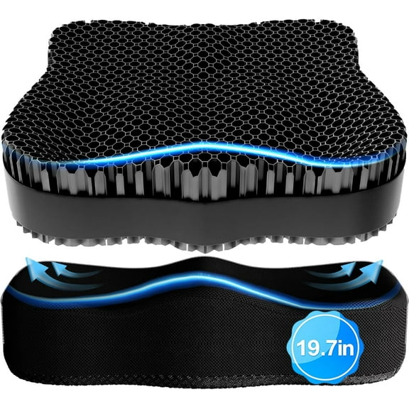 Enlarged Gel Seat Cushion 19in Super Large Thick, Gel Cushion Seat for Pressure Relief for Long Siiting, Coccyx Sciatica Pain Relief, Egg Cushion Chair Pads for Wheelchair Car Office Chair